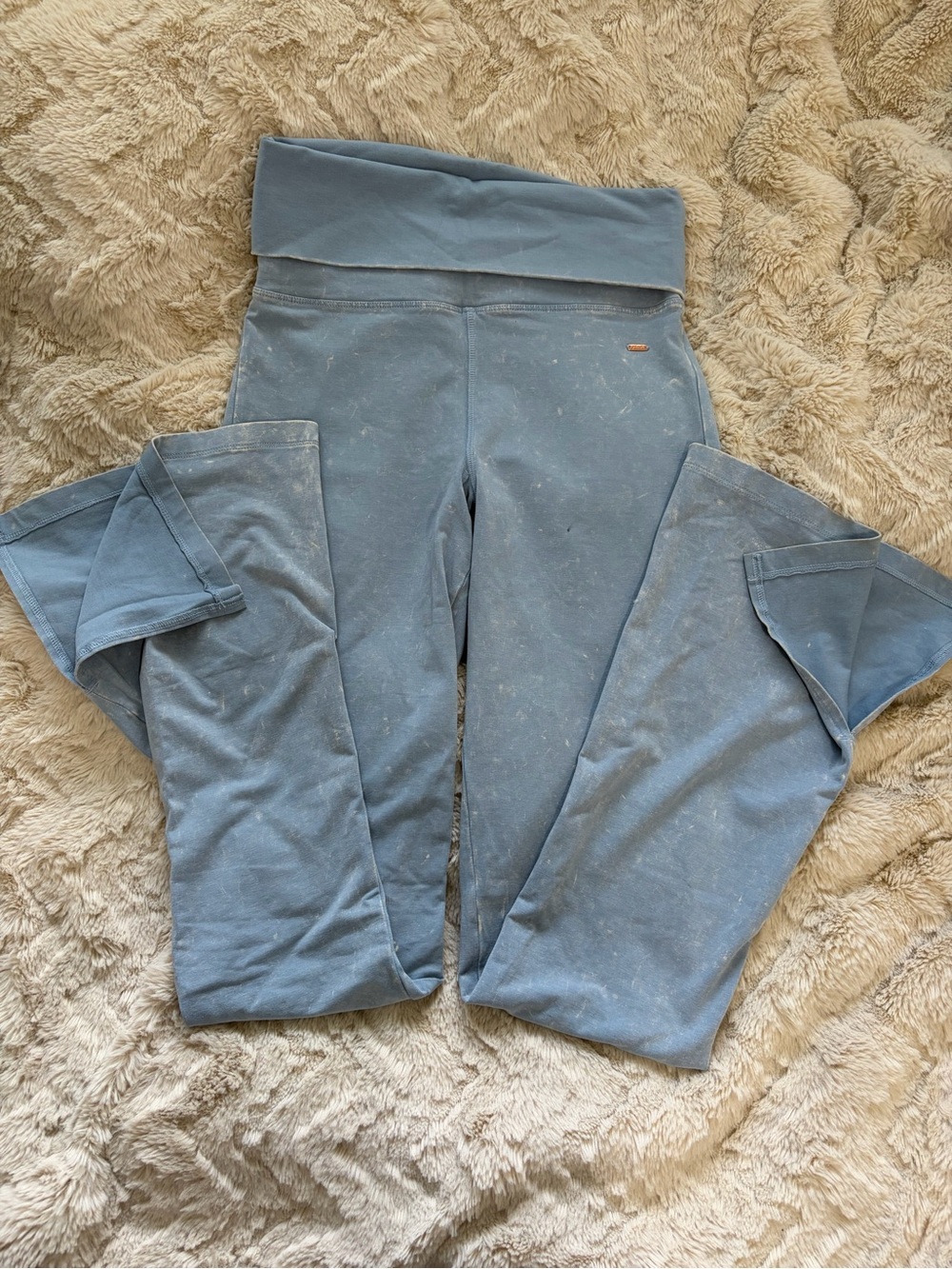 PINK Victoria's Secret Light Blue Fold-Over Waist flared Leggings